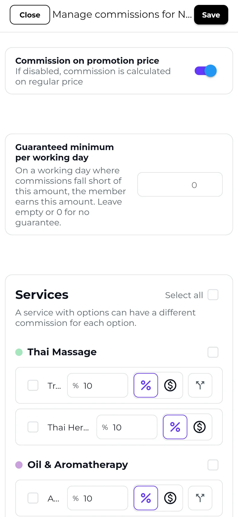 Commission on promotion price and guaranteed minimum per working day in SeeU