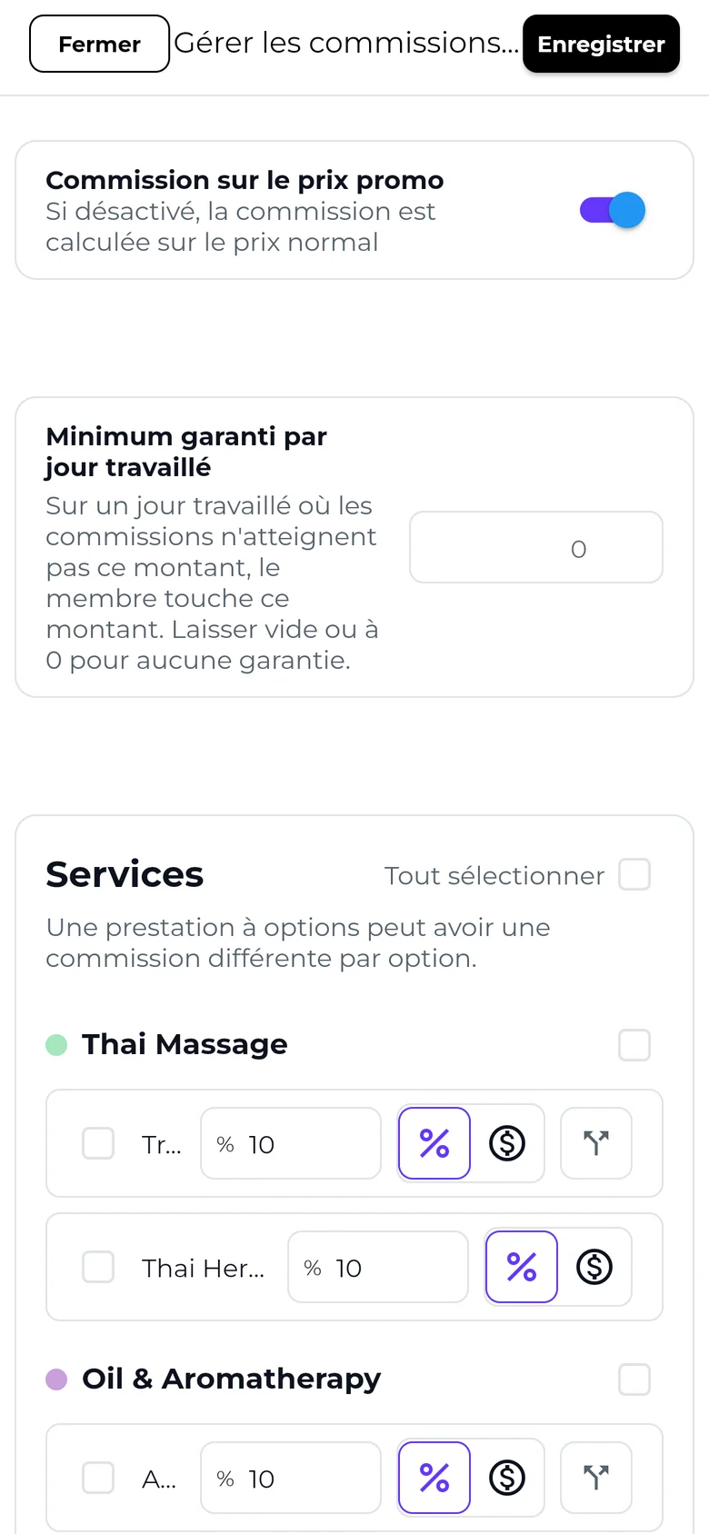 Commission sur le prix promo et minimum garanti par jour travaillé dans SeeU
