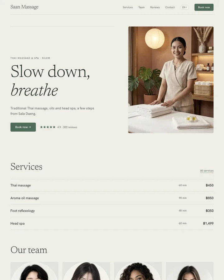 Saan Massage, Zen theme