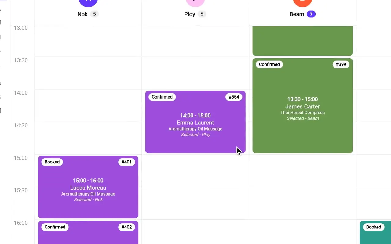 Adding a booking in the SeeU calendar