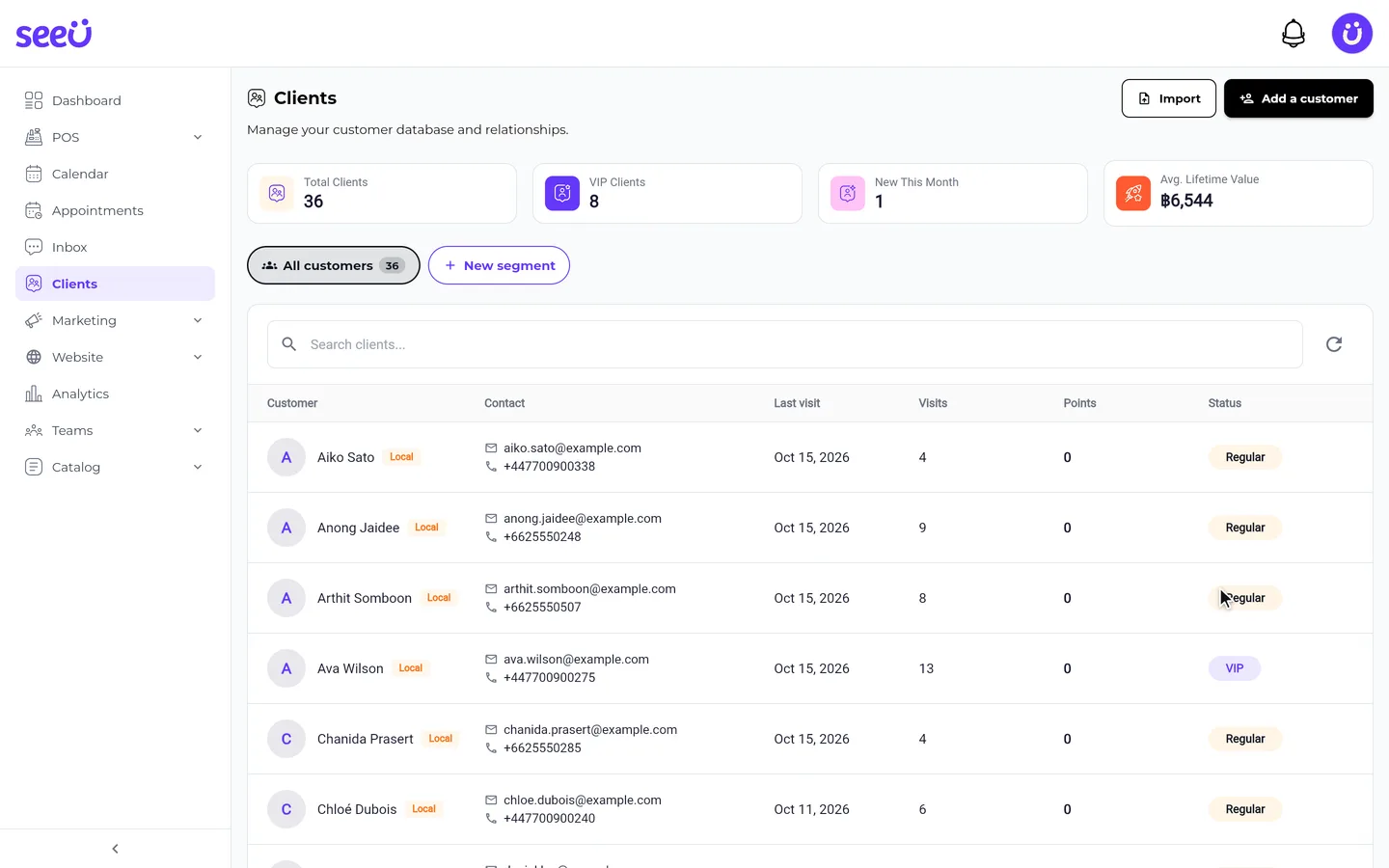 Step 1 of “Browse your clients and add a new one” in the SeeU for Business app
