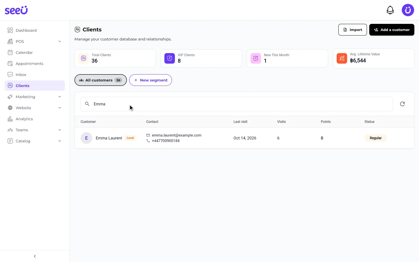Step 2 of “Browse your clients and add a new one” in the SeeU for Business app