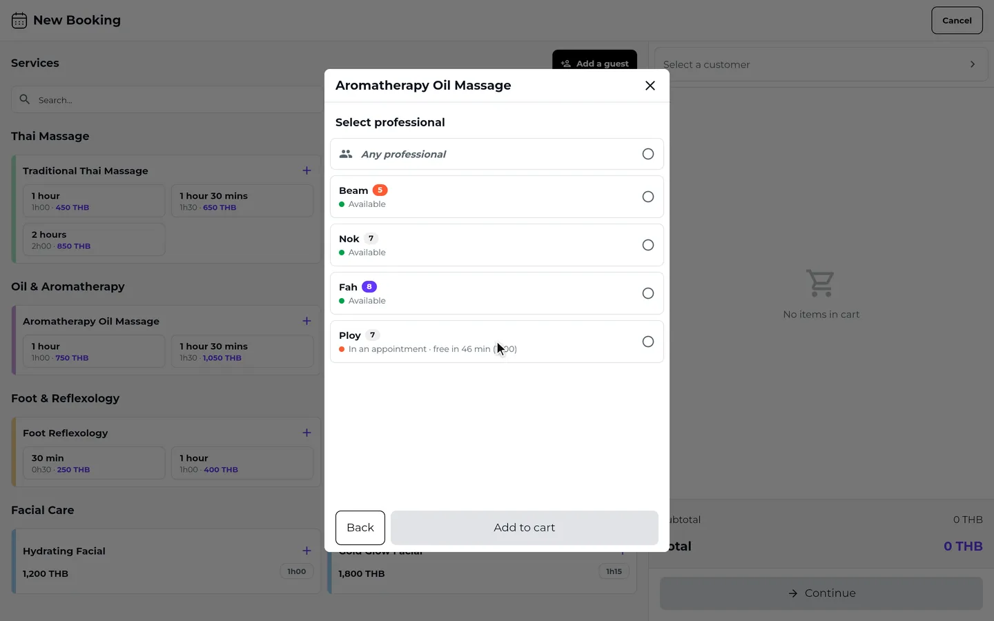 Step 2 of “Add an appointment” in the SeeU for Business app
