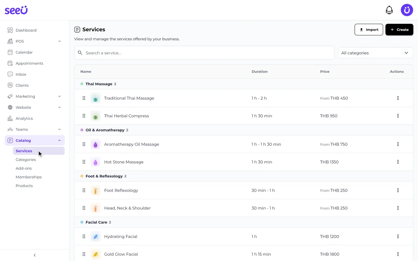 Step 1 of “Create a service with a new category” in the SeeU for Business app