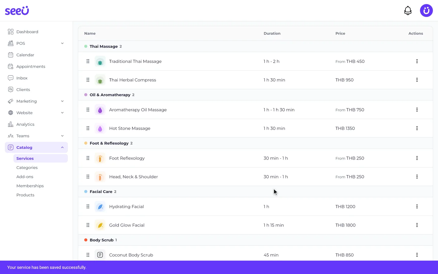Step 6 of “Create a service with a new category” in the SeeU for Business app