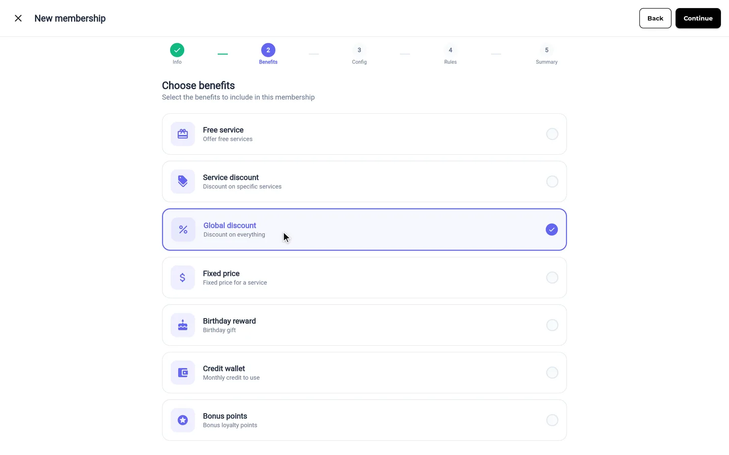 Step 3 of “Create a membership and assign it to a client” in the SeeU for Business app