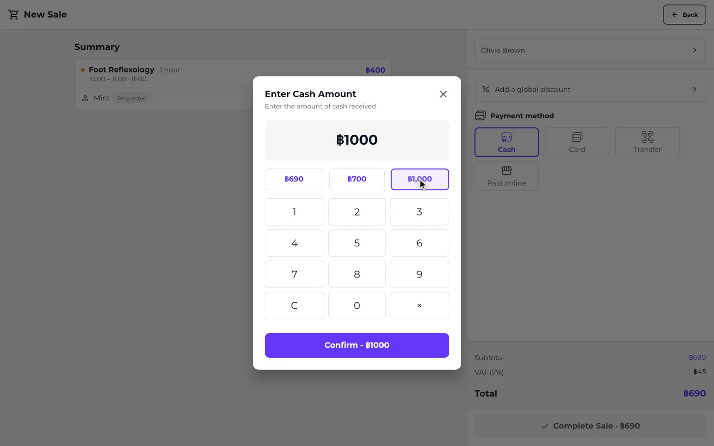 Step 6 of “Ring up a sale at the till (POS)” in the SeeU for Business app