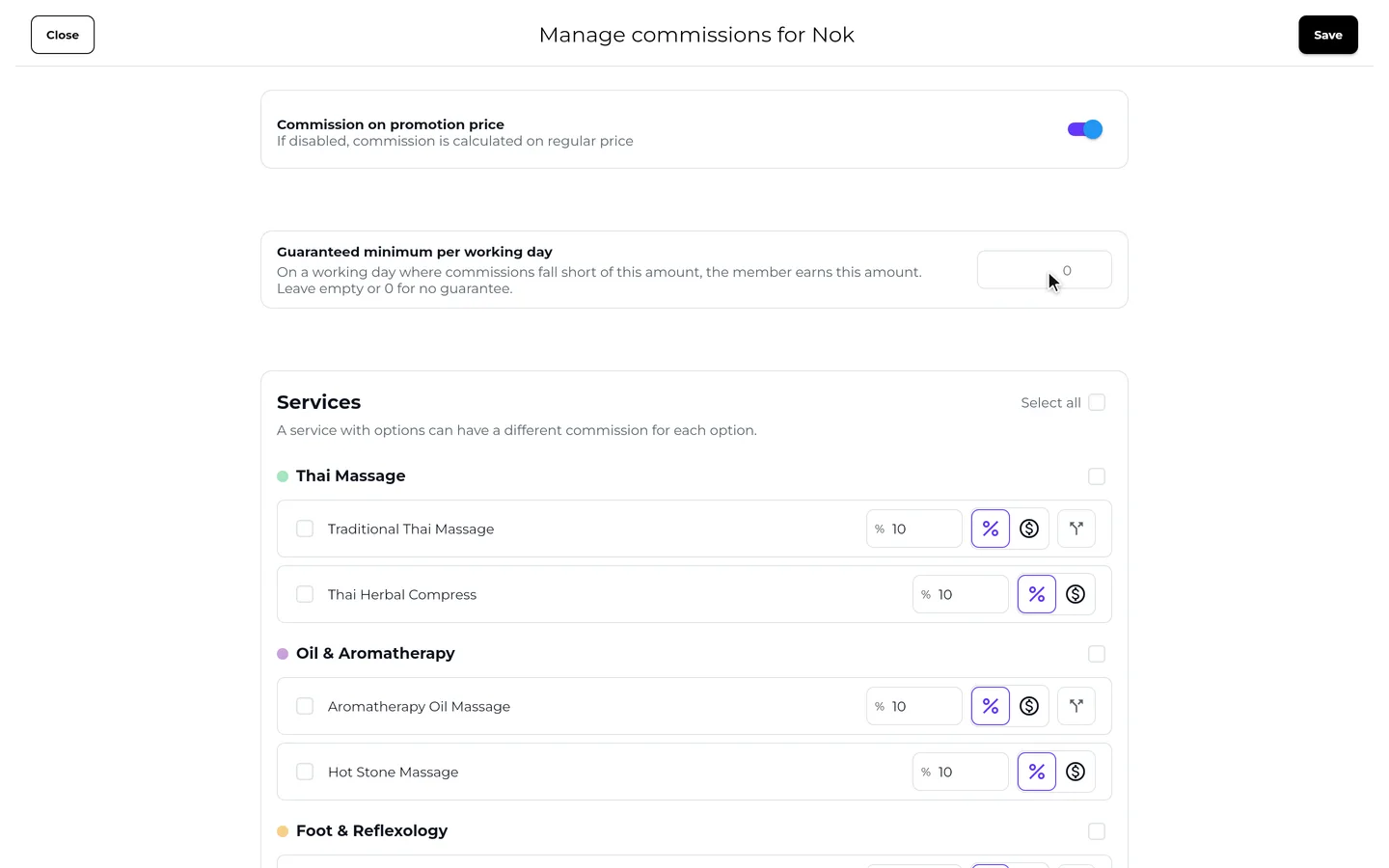 Step 2 of “Team commissions” in the SeeU for Business app