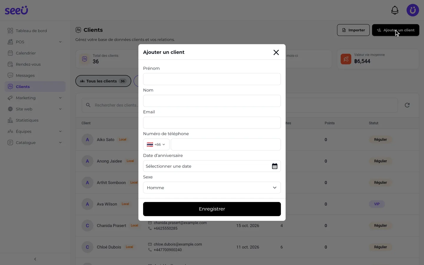 Étape 3 de « Consulter vos clients et en ajouter un » dans l’app SeeU for Business