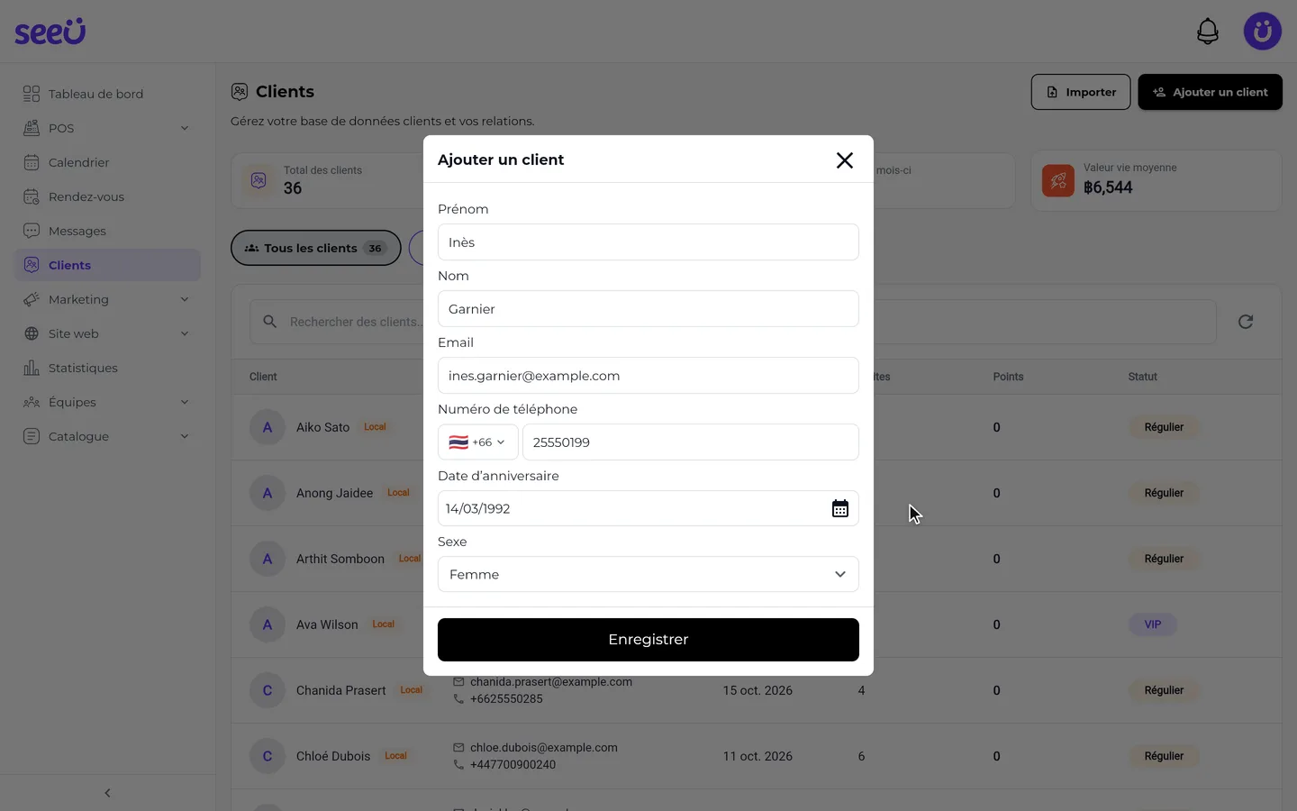 Étape 4 de « Consulter vos clients et en ajouter un » dans l’app SeeU for Business