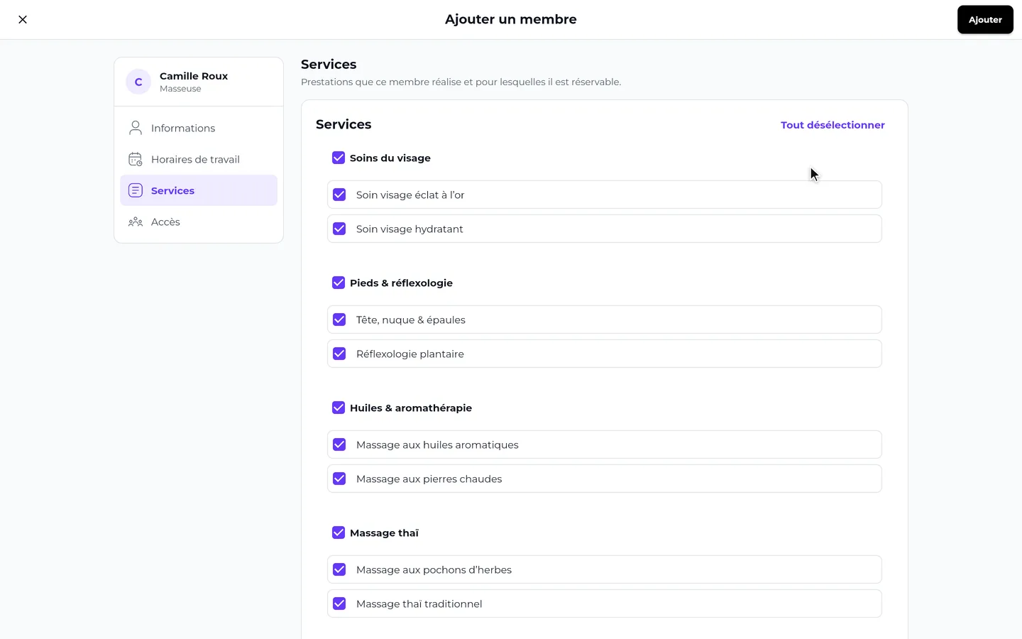 Étape 4 de « Ajouter un membre de l'équipe » dans l’app SeeU for Business