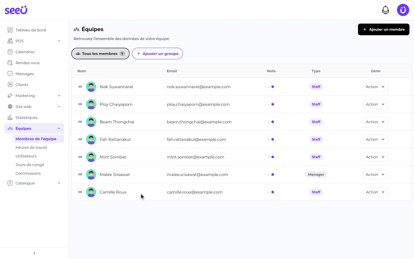 Étape 5 de « Ajouter un membre de l'équipe » dans l’app SeeU for Business