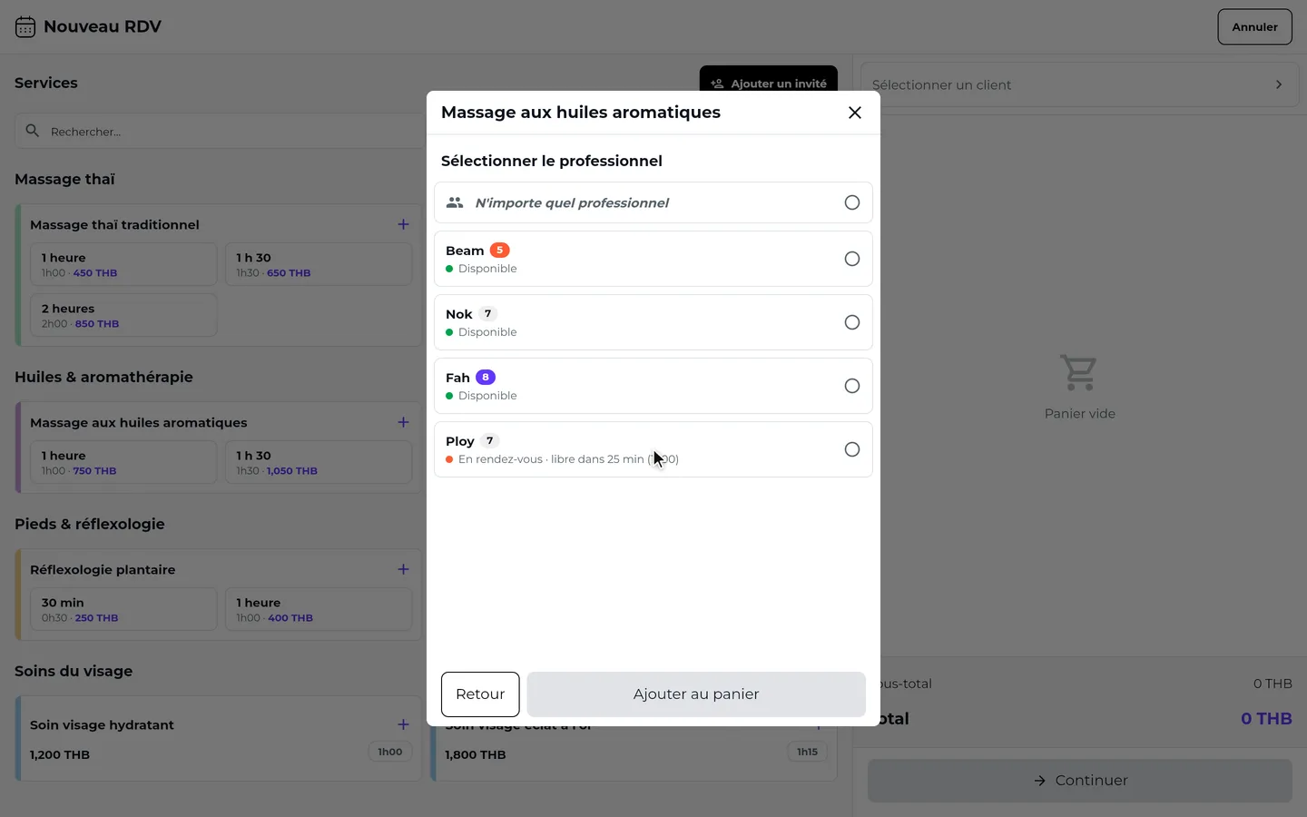 Étape 2 de « Ajouter un rendez-vous » dans l’app SeeU for Business