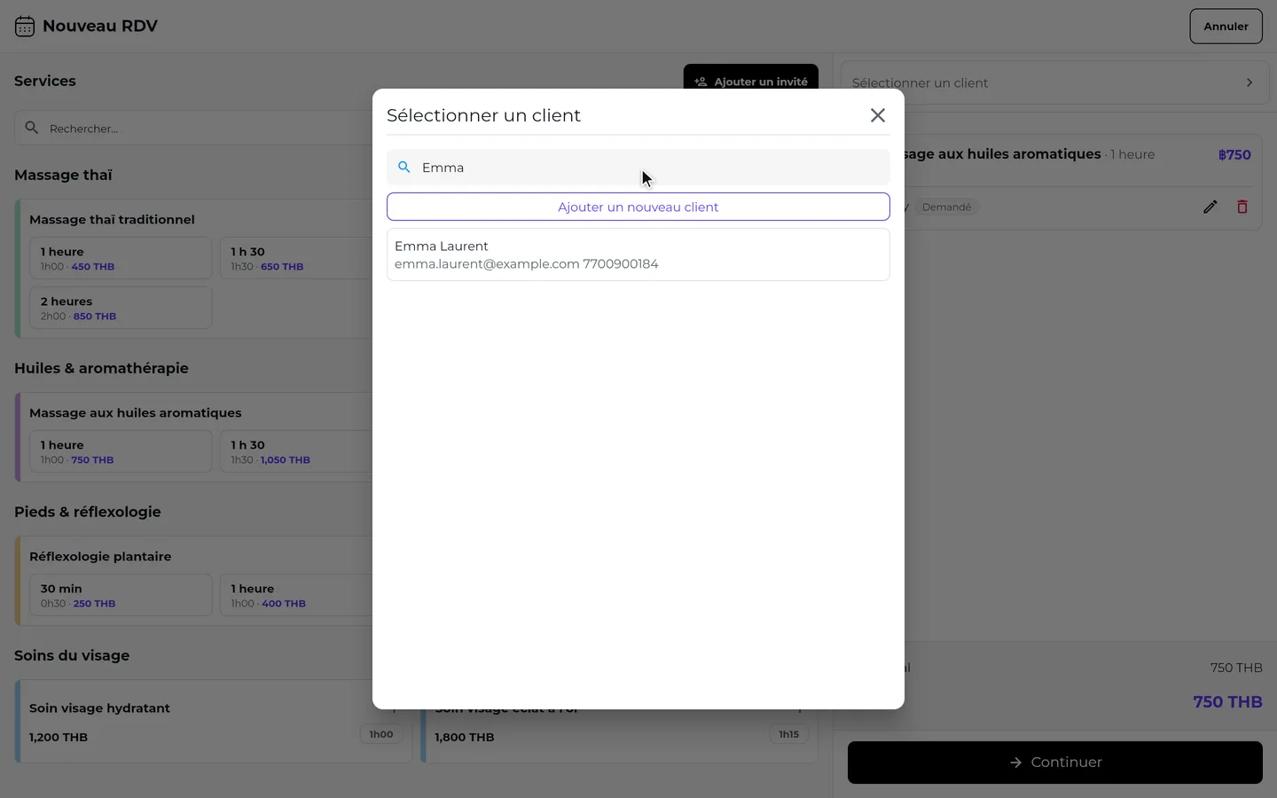 Étape 3 de « Ajouter un rendez-vous » dans l’app SeeU for Business