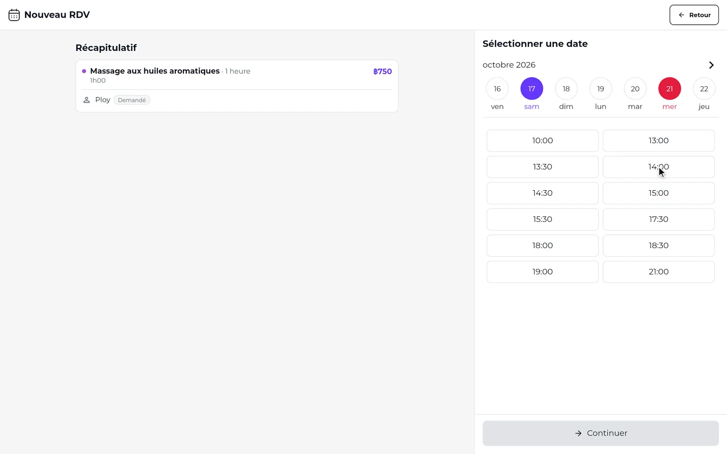 Étape 4 de « Ajouter un rendez-vous » dans l’app SeeU for Business