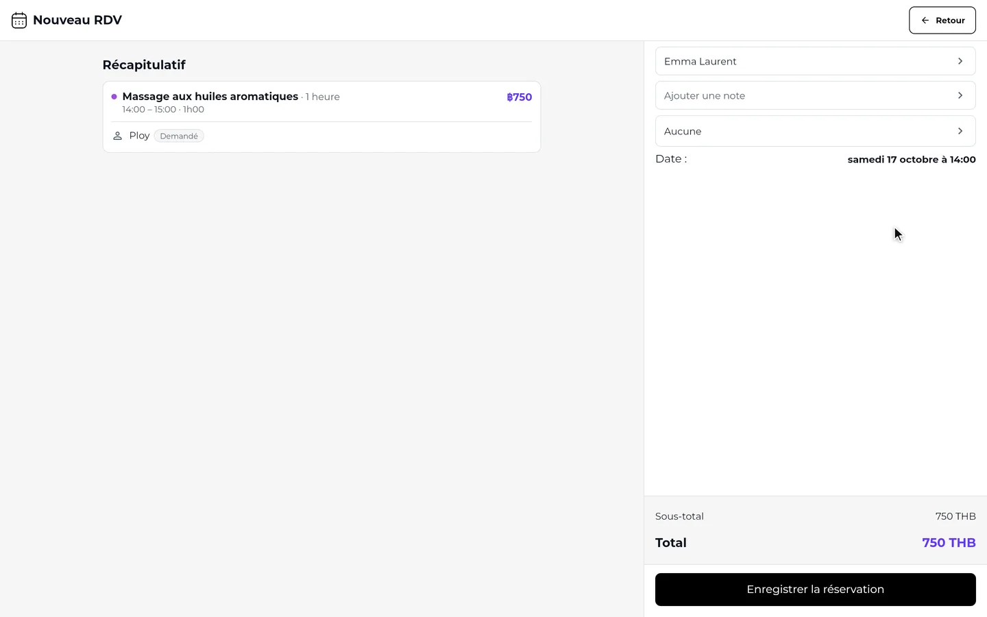 Étape 5 de « Ajouter un rendez-vous » dans l’app SeeU for Business
