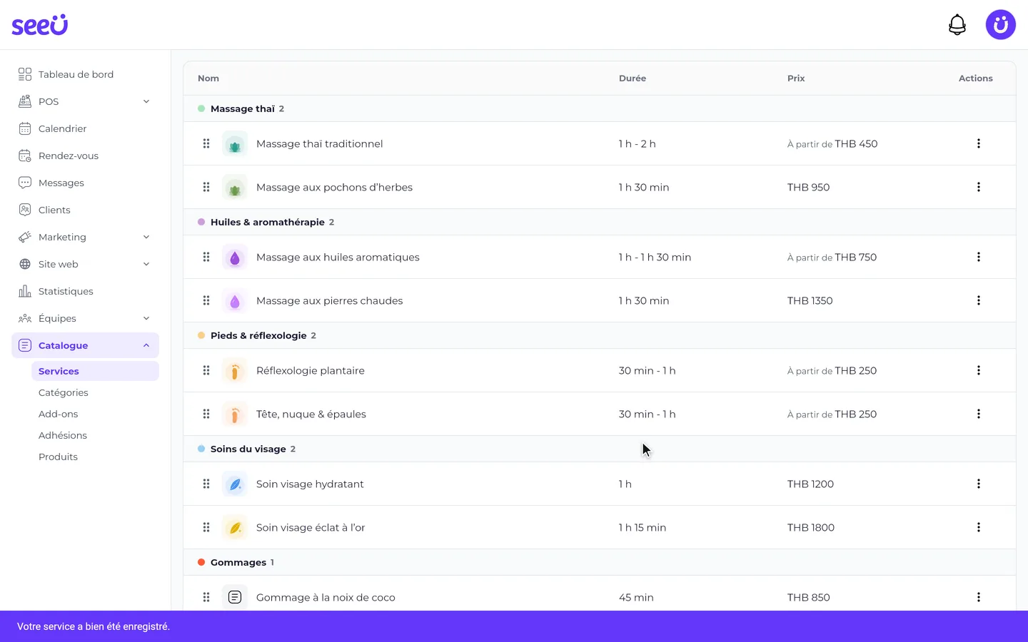 Étape 6 de « Créer une prestation avec une nouvelle catégorie » dans l’app SeeU for Business