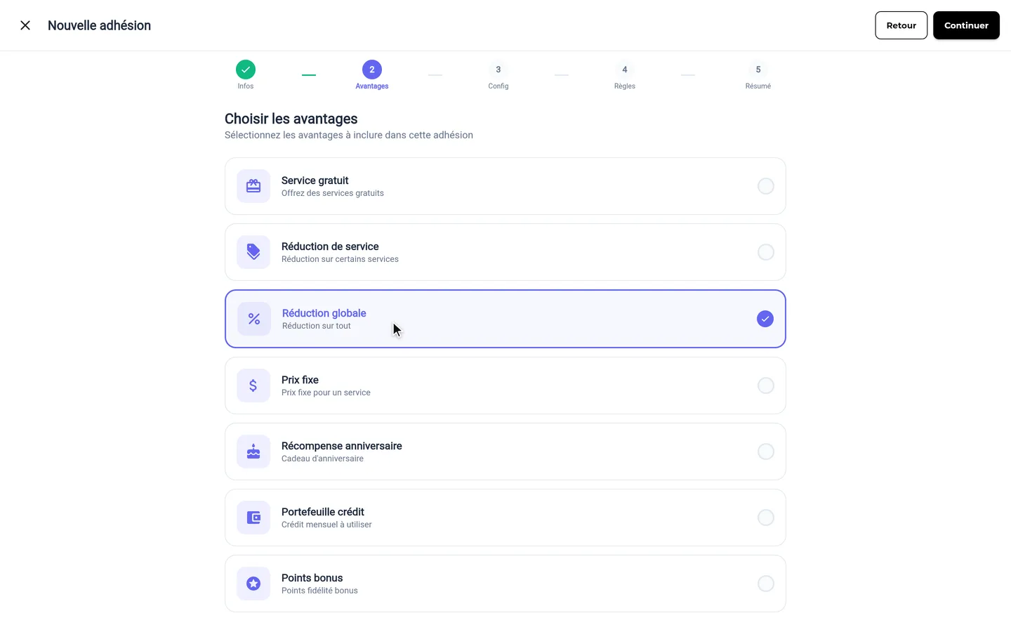 Étape 3 de « Créer une adhésion et l’attribuer à un client » dans l’app SeeU for Business