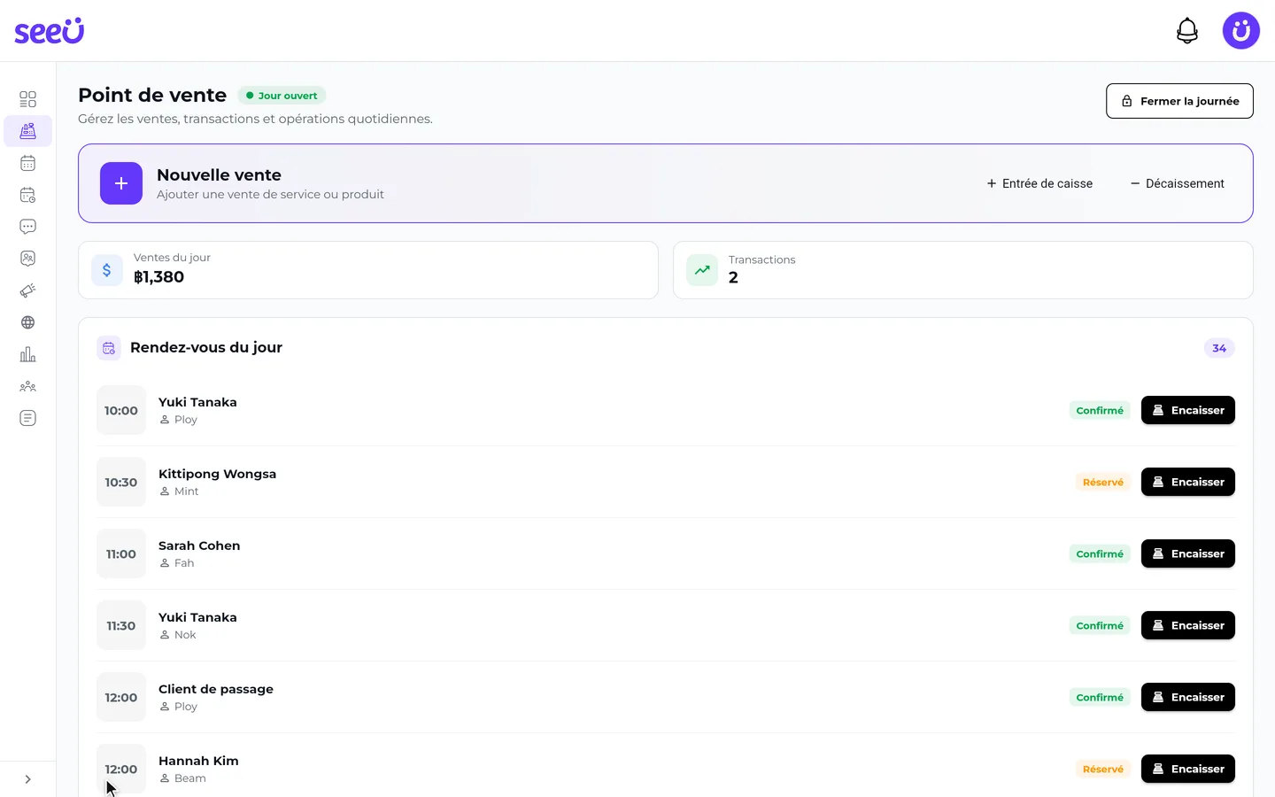 Étape 1 de « Encaisser une vente à la caisse (POS) » dans l’app SeeU for Business