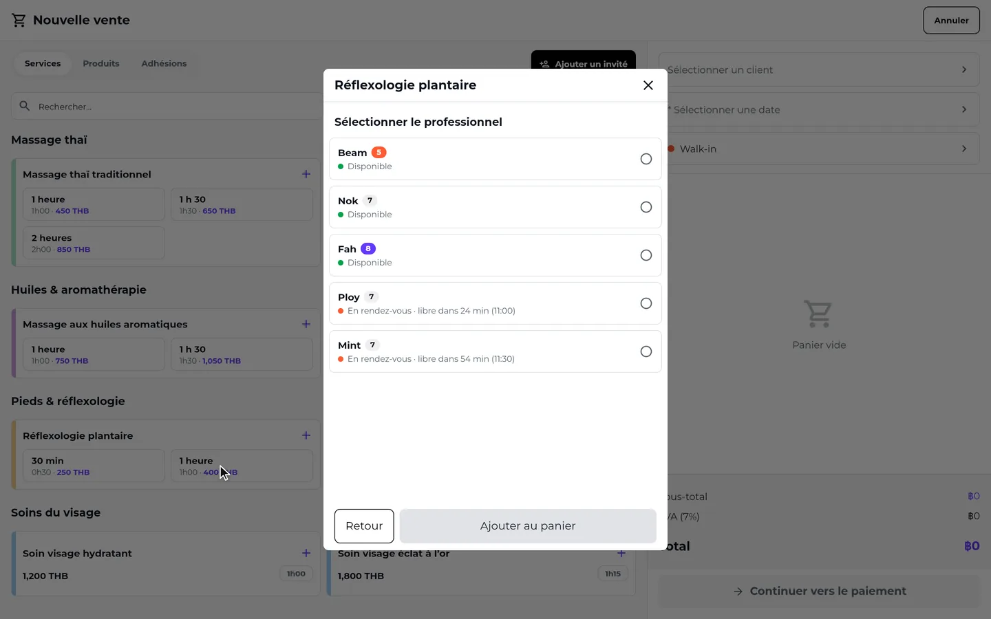 Étape 2 de « Encaisser une vente à la caisse (POS) » dans l’app SeeU for Business