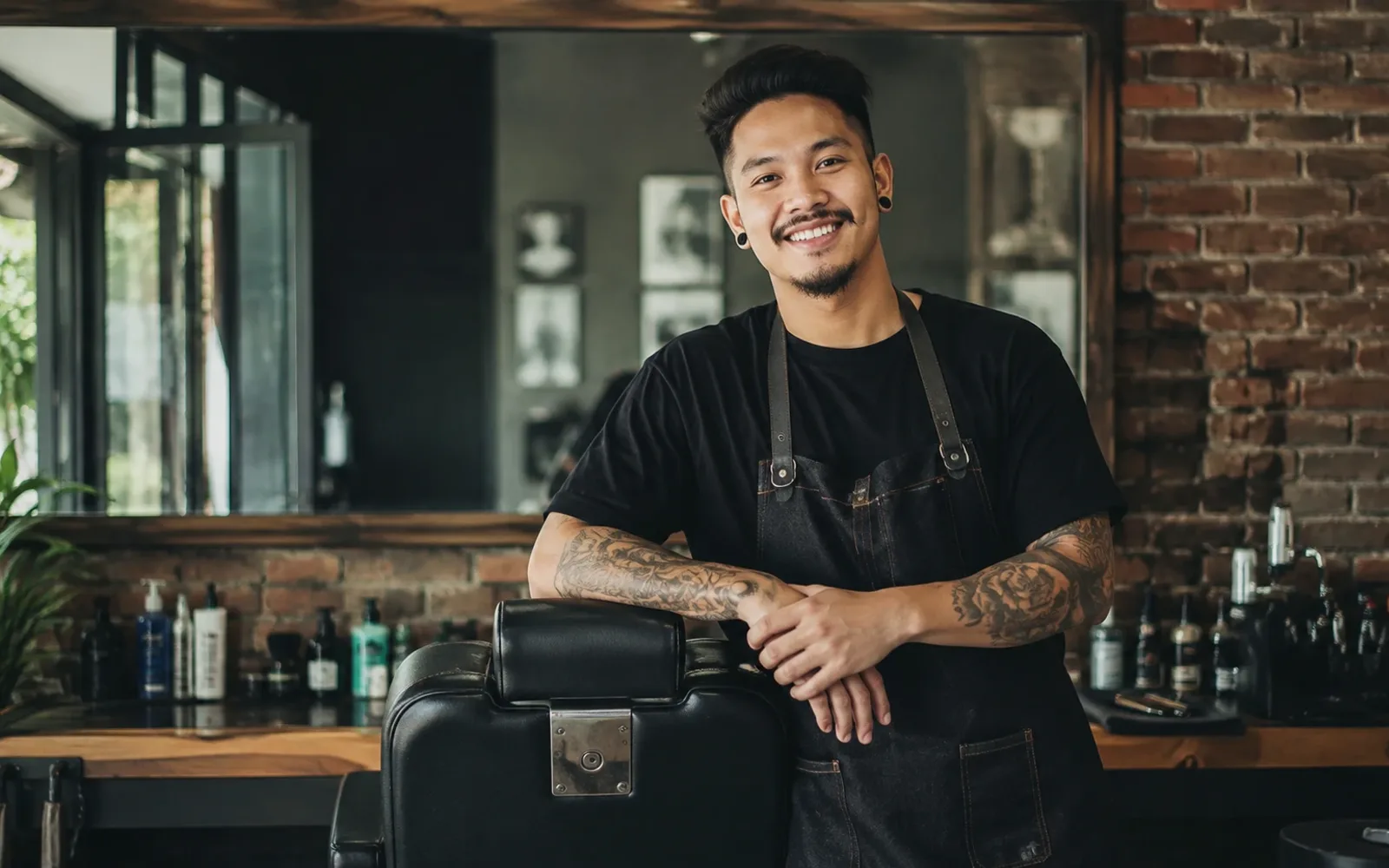 Barber at work in a barbershop that runs on SeeU